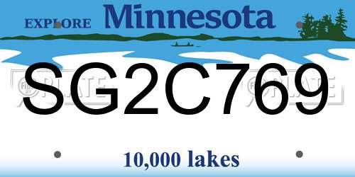 SG2C769 Minnesota License Plate