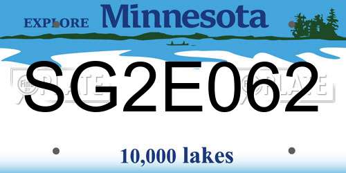 SG2E062 Minnesota License Plate