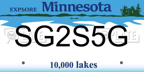 SG2S5G Minnesota License Plate