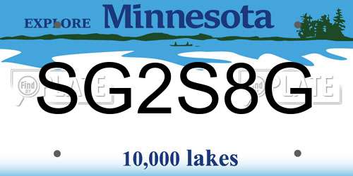 SG2S8G Minnesota License Plate