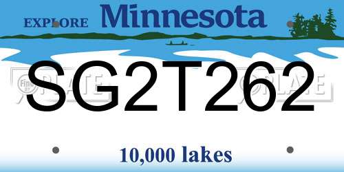 SG2T262 Minnesota License Plate