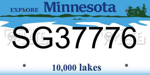 SG37776 Minnesota License Plate