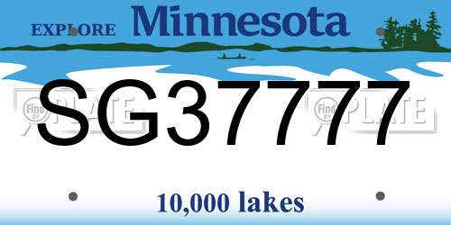 SG37777 Minnesota License Plate