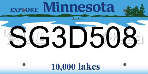 SG3D508 Minnesota License Plate