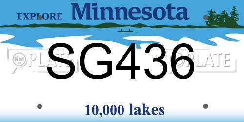 SG436 Minnesota License Plate