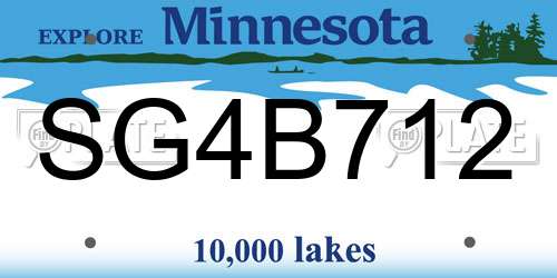SG4B712 Minnesota License Plate