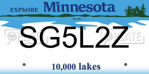 SG5L2Z Minnesota License Plate