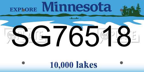 SG76518 Minnesota License Plate