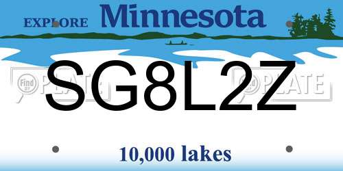 SG8L2Z Minnesota License Plate