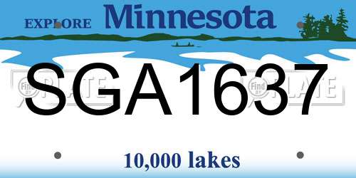 SGA1637 Minnesota License Plate
