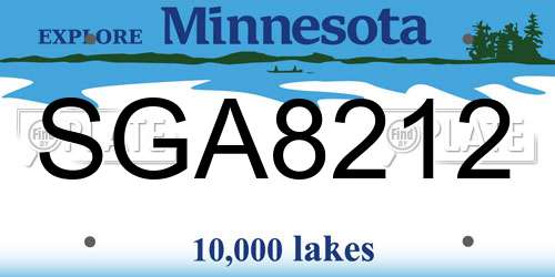 SGA8212 Minnesota License Plate