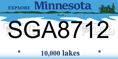 SGA8712 Minnesota License Plate