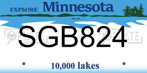 SGB824 Minnesota License Plate