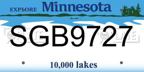 SGB9727 Minnesota License Plate