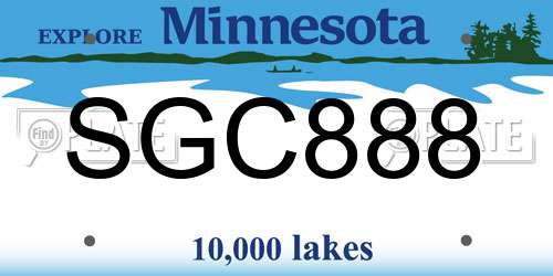 SGC888 Minnesota License Plate