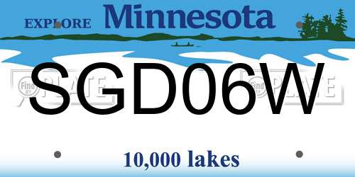 SGD06W Minnesota License Plate
