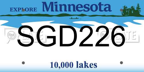 SGD226 Minnesota License Plate
