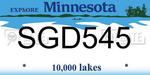 SGD545 Minnesota License Plate