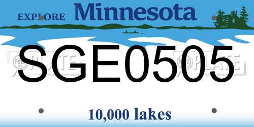 SGE0505 Minnesota License Plate