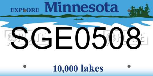 SGE0508 Minnesota License Plate
