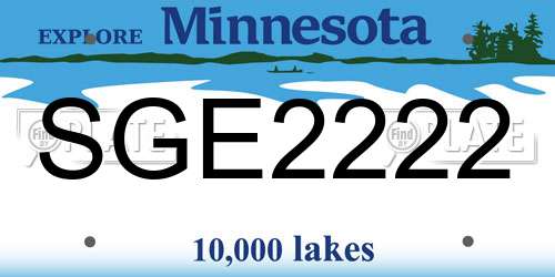 SGE2222 Minnesota License Plate