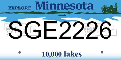 SGE2226 Minnesota License Plate