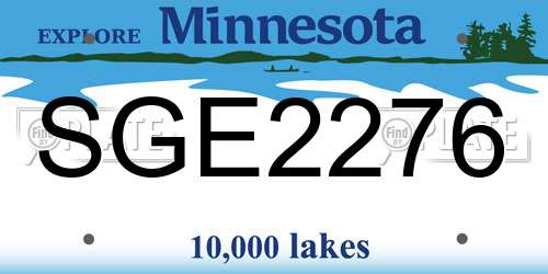SGE2276 Minnesota License Plate