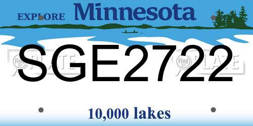 SGE2722 Minnesota License Plate