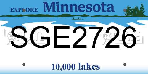 SGE2726 Minnesota License Plate