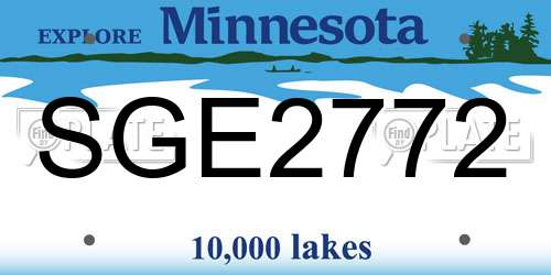 SGE2772 Minnesota License Plate