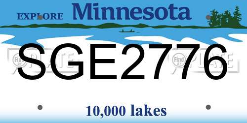 SGE2776 Minnesota License Plate