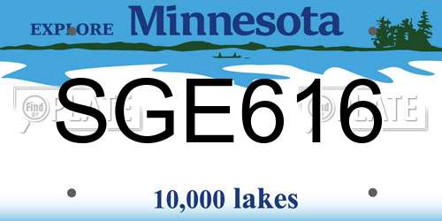 SGE616 Minnesota License Plate
