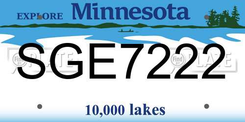 SGE7222 Minnesota License Plate