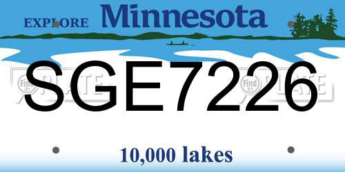 SGE7226 Minnesota License Plate