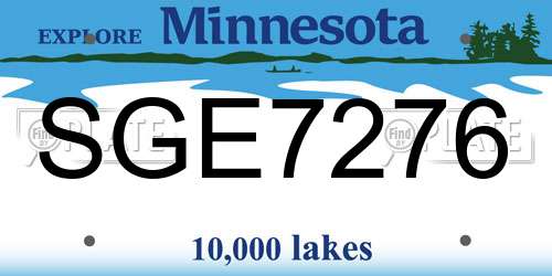 SGE7276 Minnesota License Plate