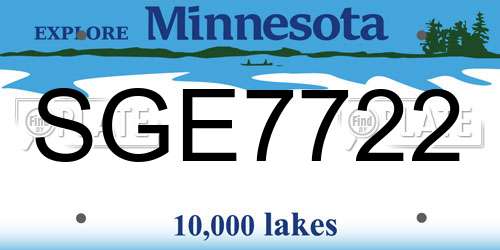SGE7722 Minnesota License Plate