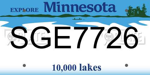 SGE7726 Minnesota License Plate
