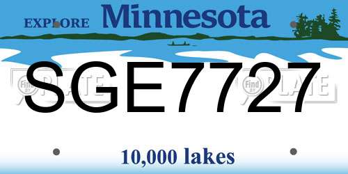 SGE7727 Minnesota License Plate