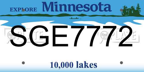 SGE7772 Minnesota License Plate