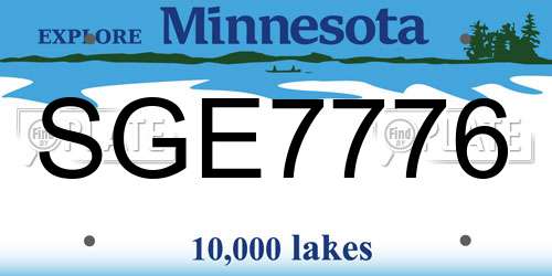 SGE7776 Minnesota License Plate