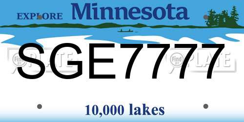 SGE7777 Minnesota License Plate