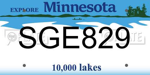 SGE829 Minnesota License Plate