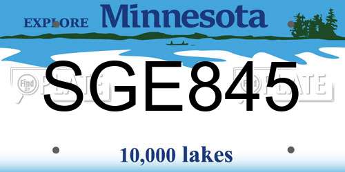 SGE845 Minnesota License Plate