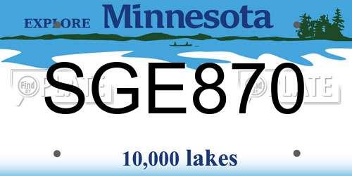 SGE870 Minnesota License Plate