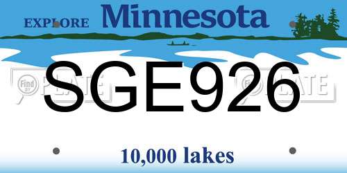 SGE926 Minnesota License Plate