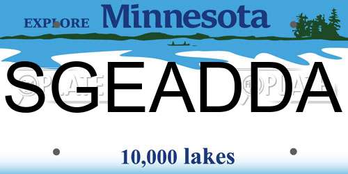 SGEADDA Minnesota License Plate