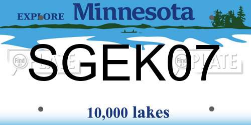 SGEK07 Minnesota License Plate