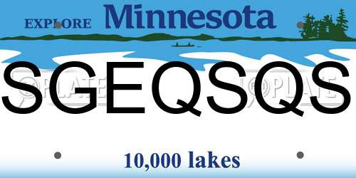 SGEQSQS Minnesota License Plate