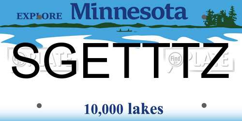 SGETTTZ Minnesota License Plate