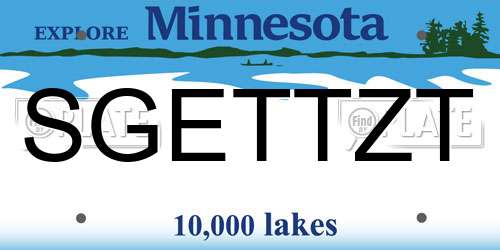 SGETTZT Minnesota License Plate
